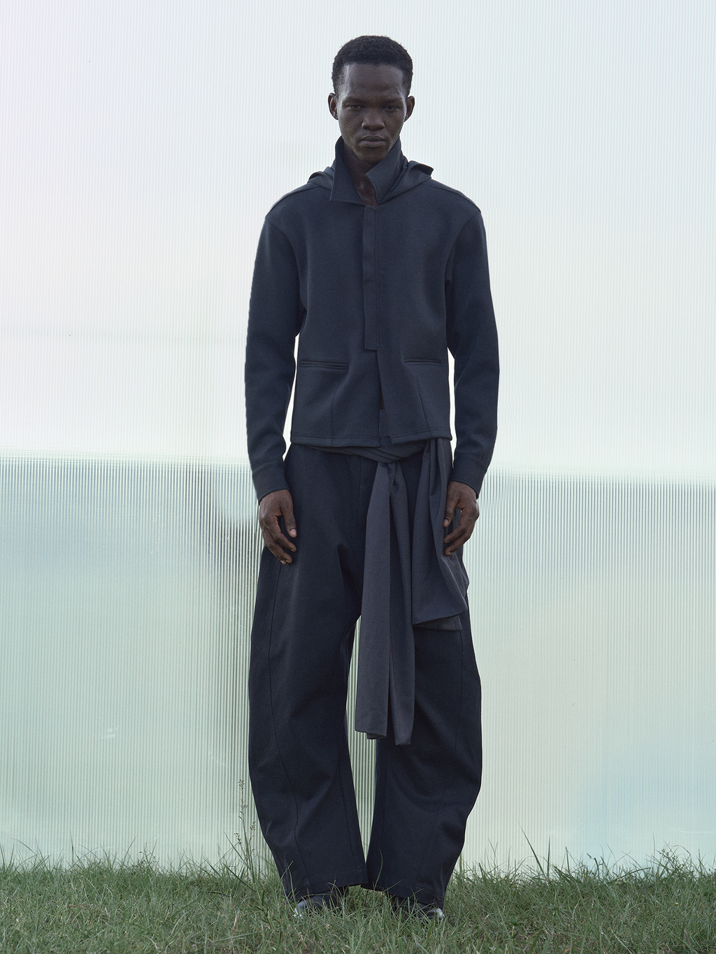 BEVAN UP Half Zip Lapel Hooded Sweater