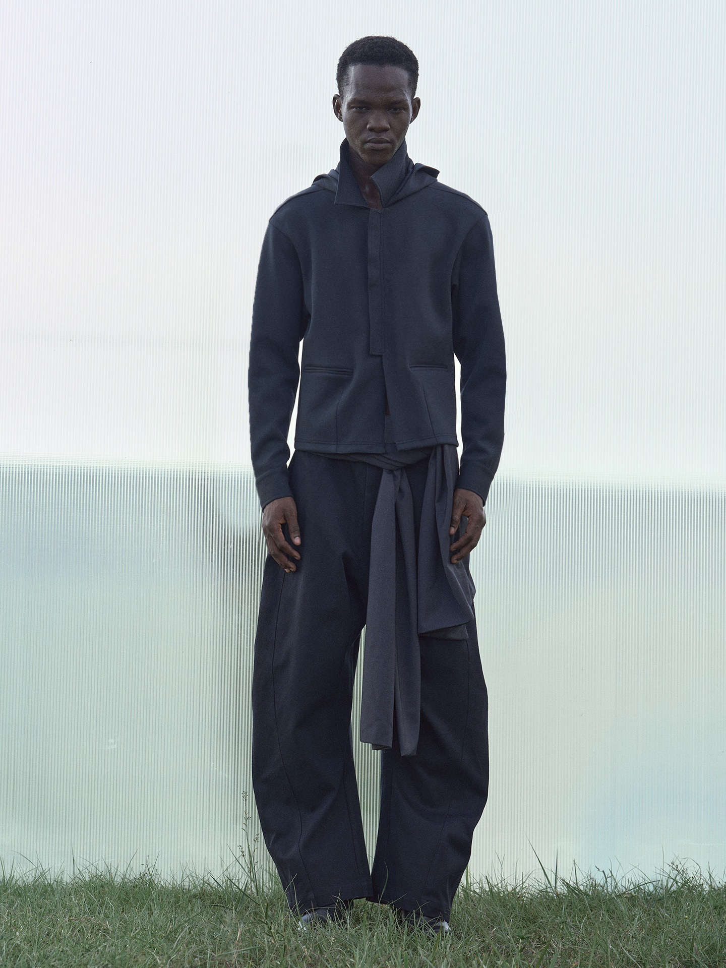 BEVAN UP Half Zip Lapel Hooded Sweater