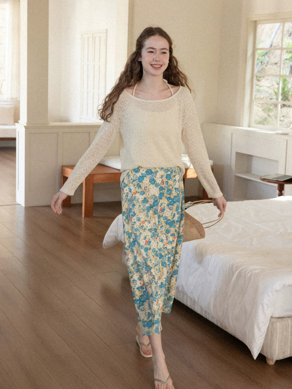 Cantonstory Lazy Neck Sling Vest Two-piece Set