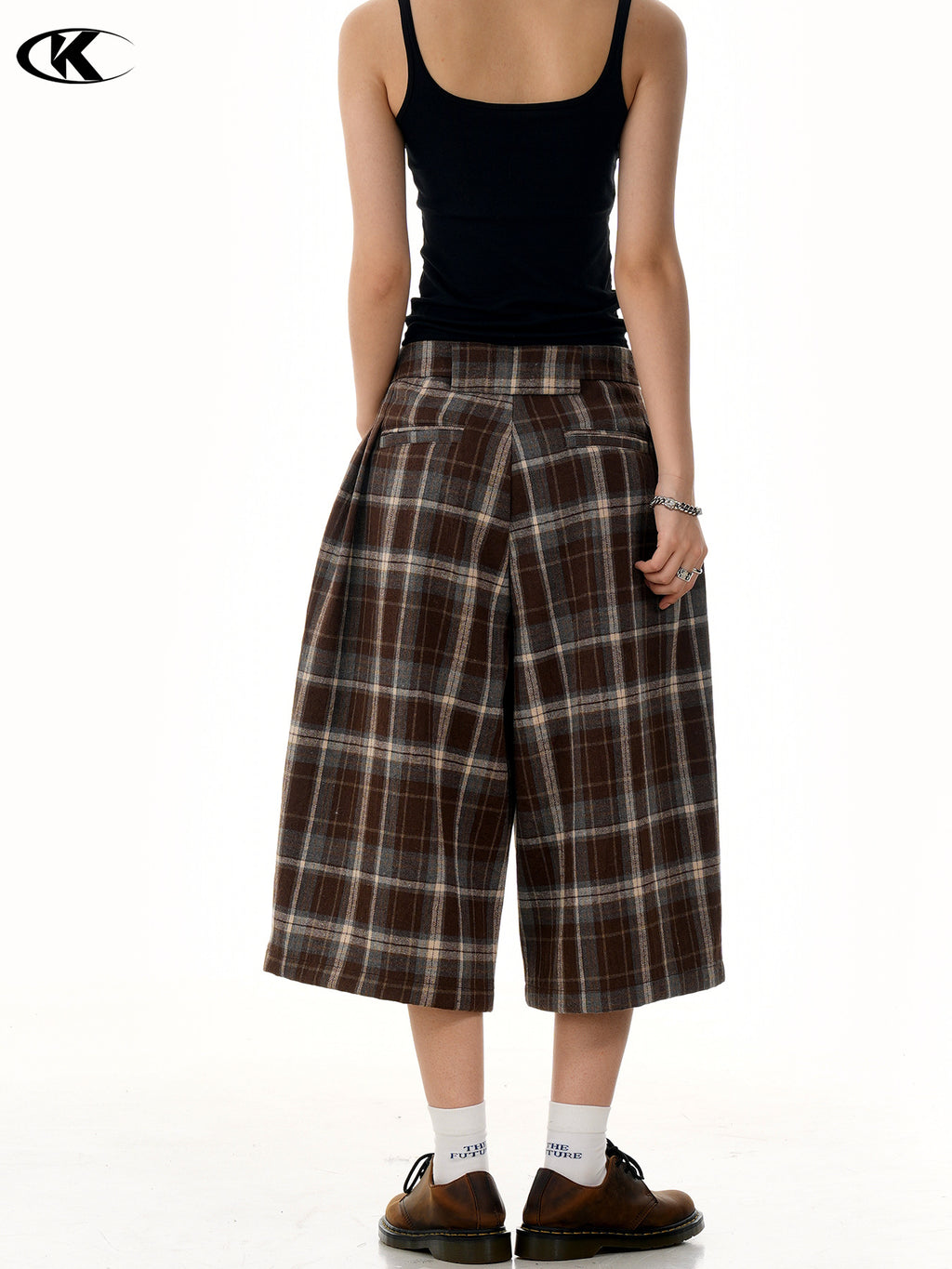 11KN Retro Plaid Loose Cropped Shorts