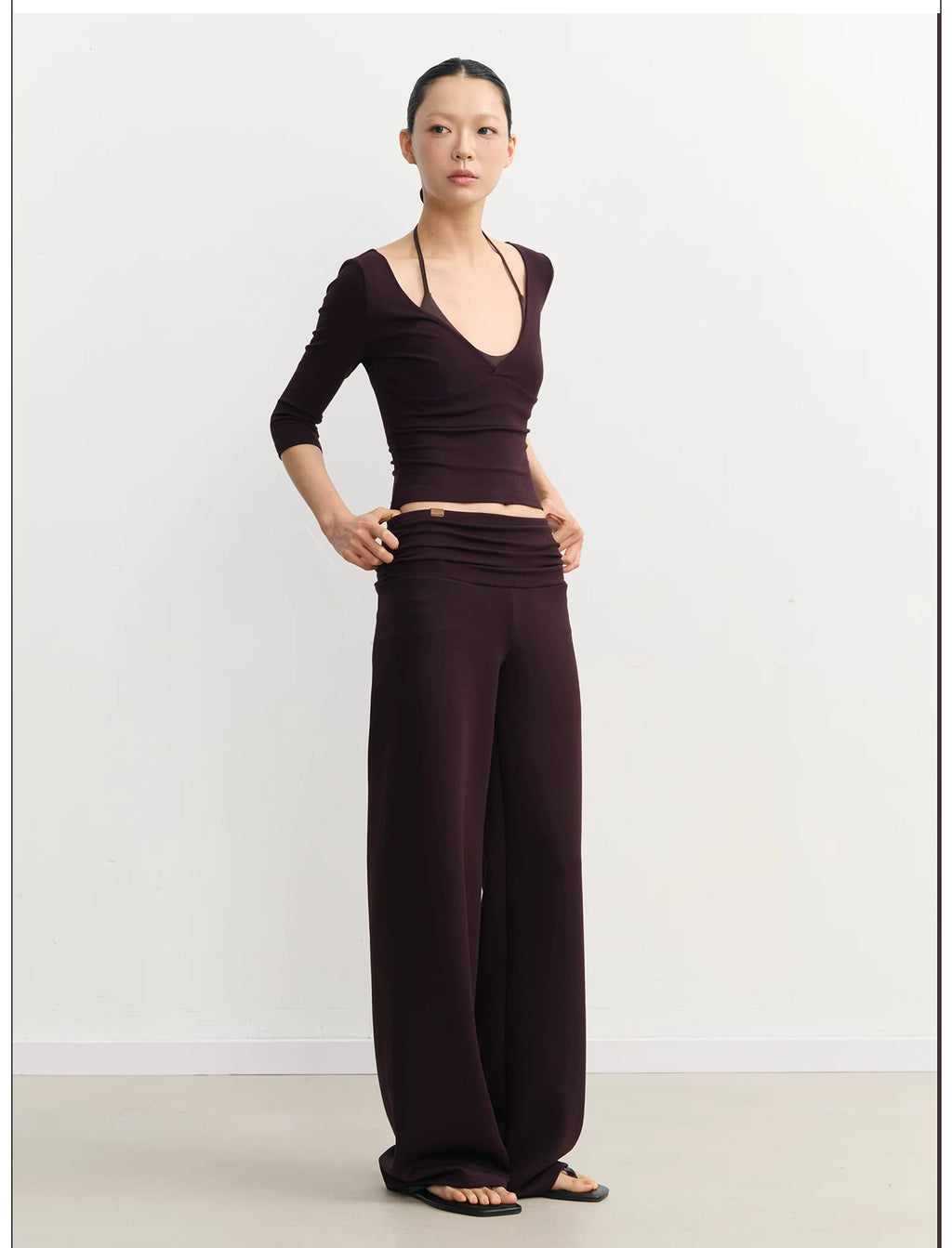 LINY LIBERTY26SS Slim-fit V-neck Micro-pull Casual Pants Sports Suit
