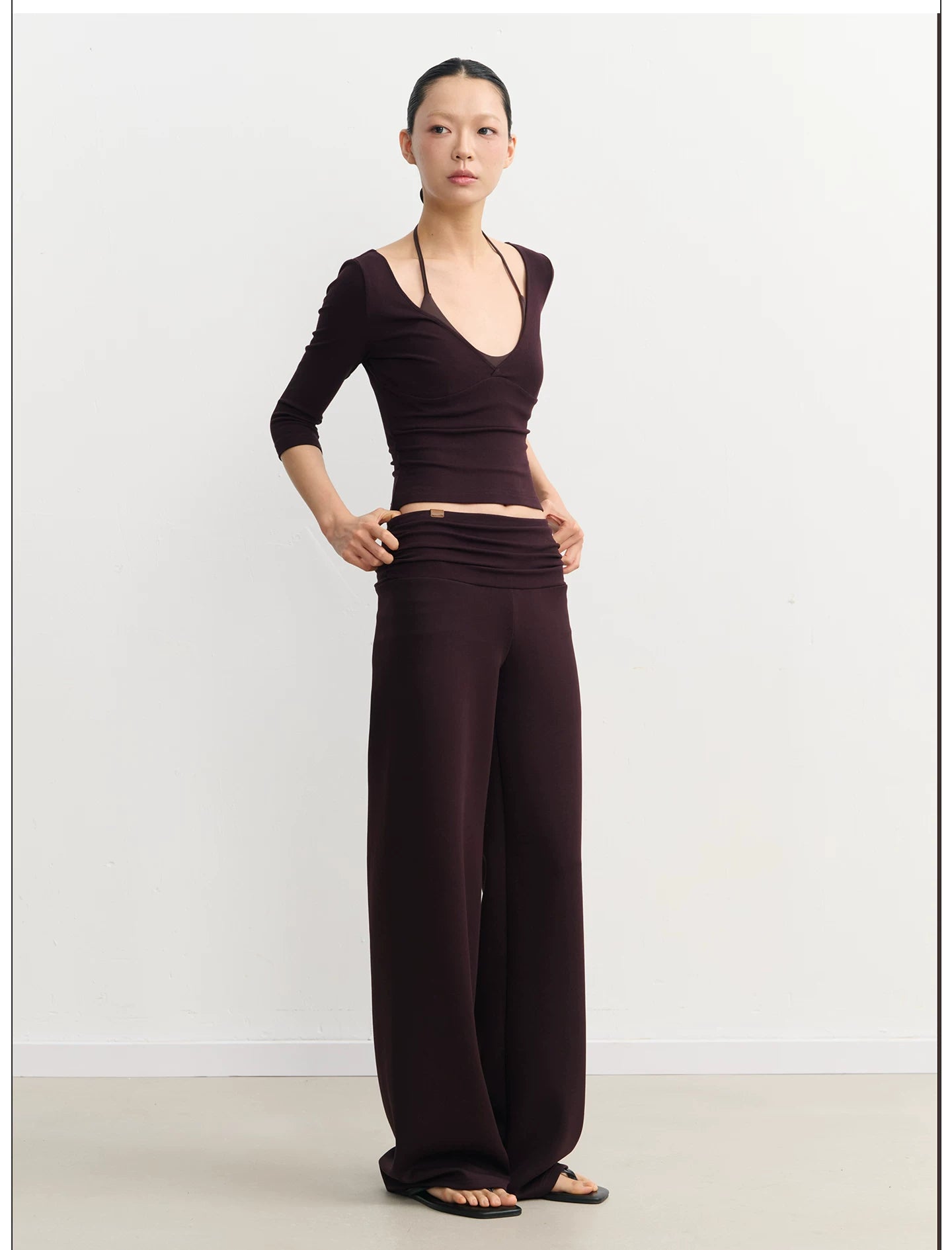 LINY LIBERTY26SS Slim-fit V-neck Micro-pull Casual Pants Sports Suit