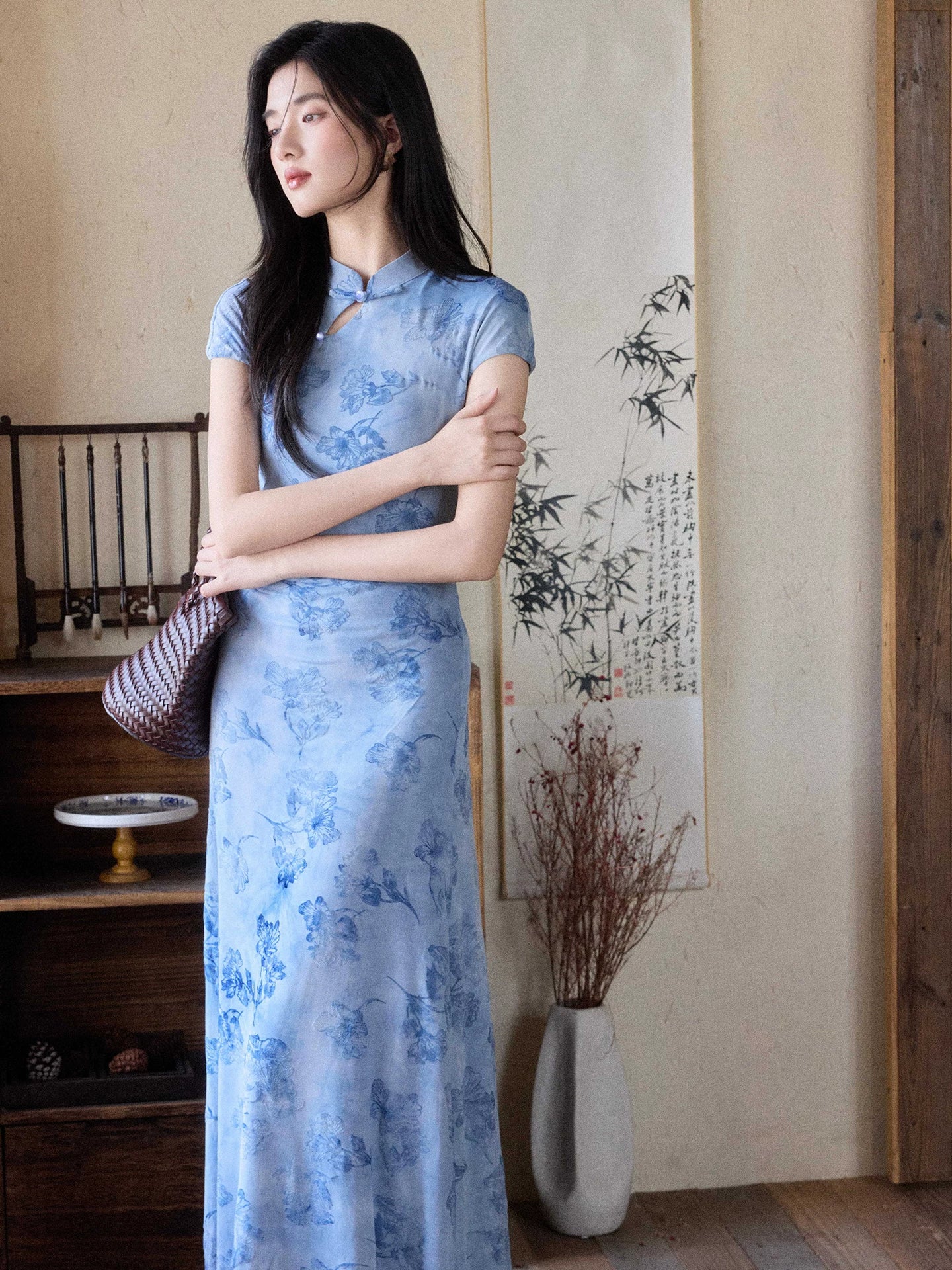 TYANG Smudged Cheongsam Slim-fit Temperament Dress