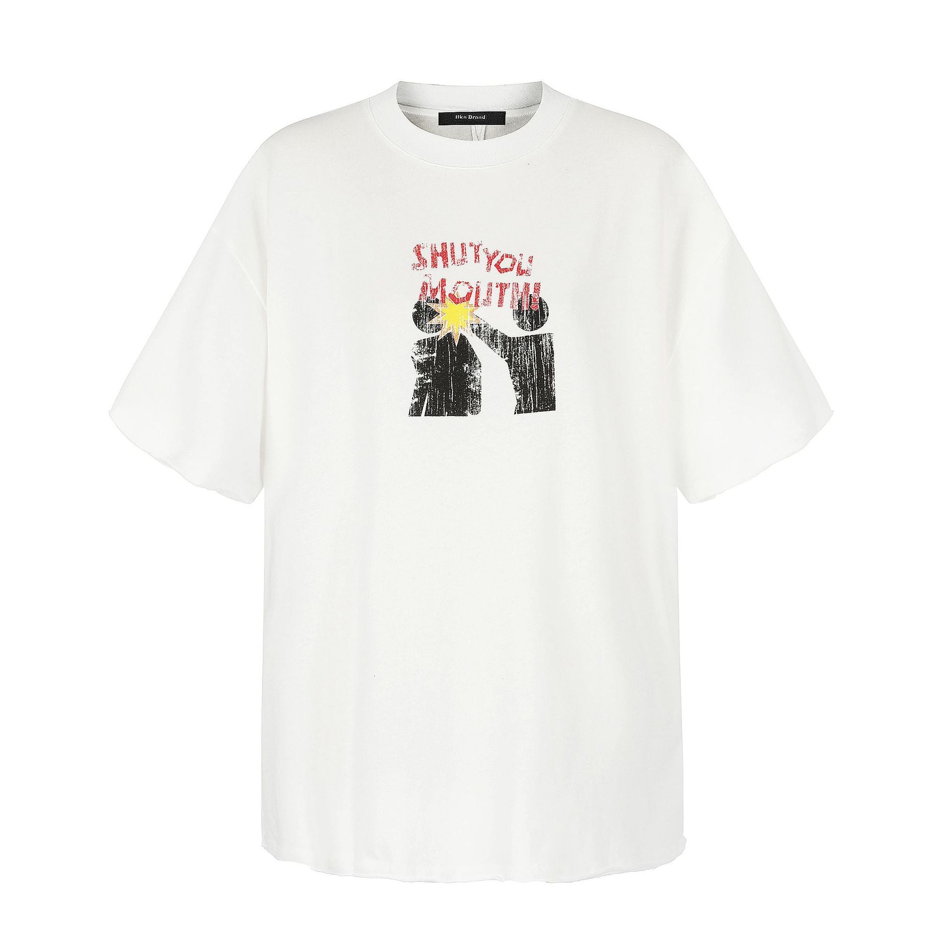 11KN Vintage Loose Letter Print Casual Tee