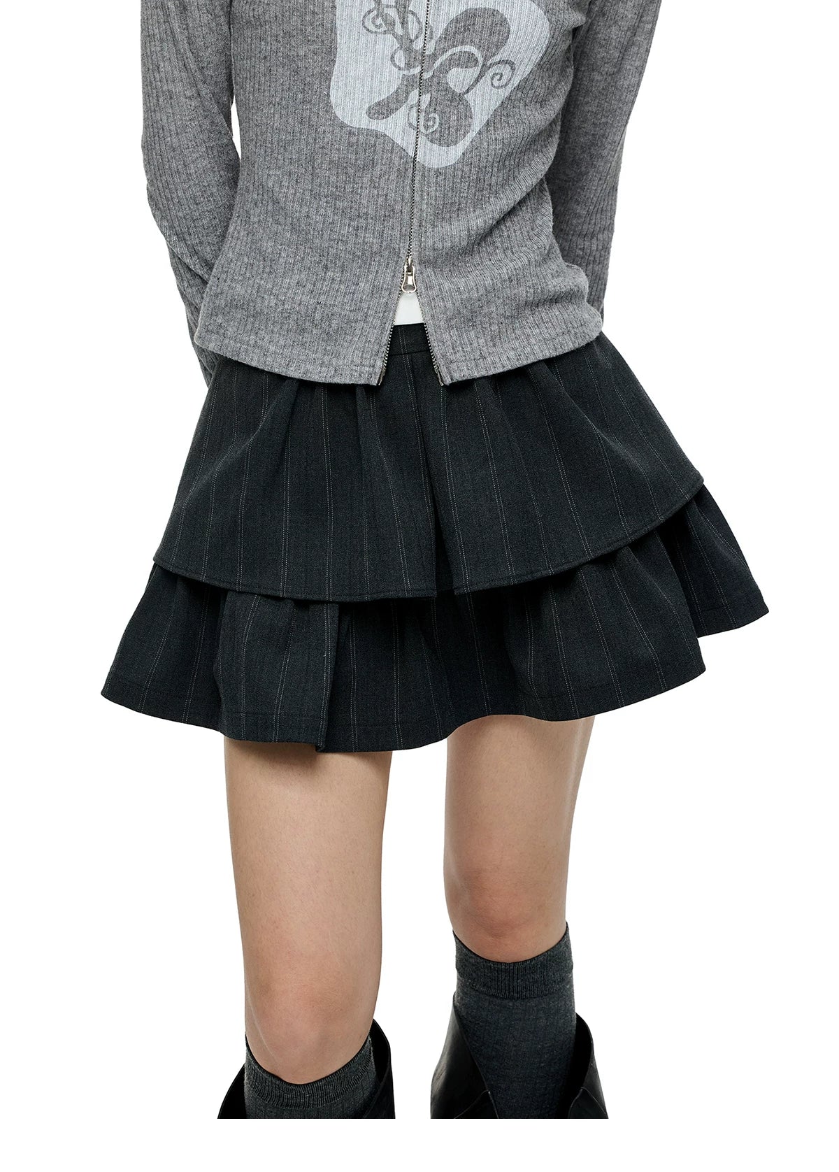 JIKOO Striped Suit Puffy Skirt