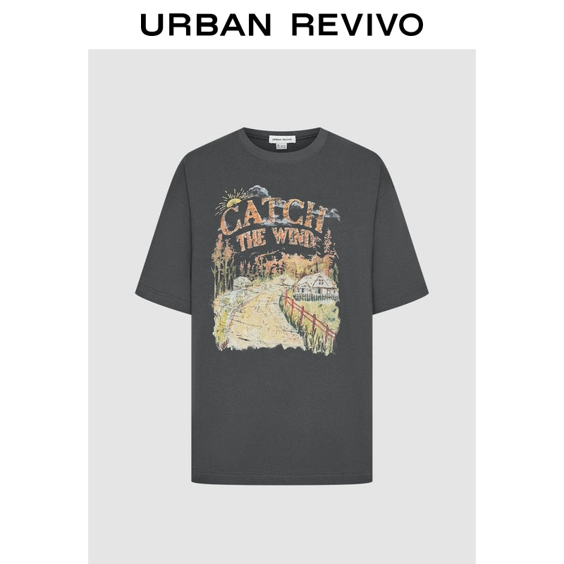 URBAN REVIVO Luli Retro Printed Crew Neck Tee