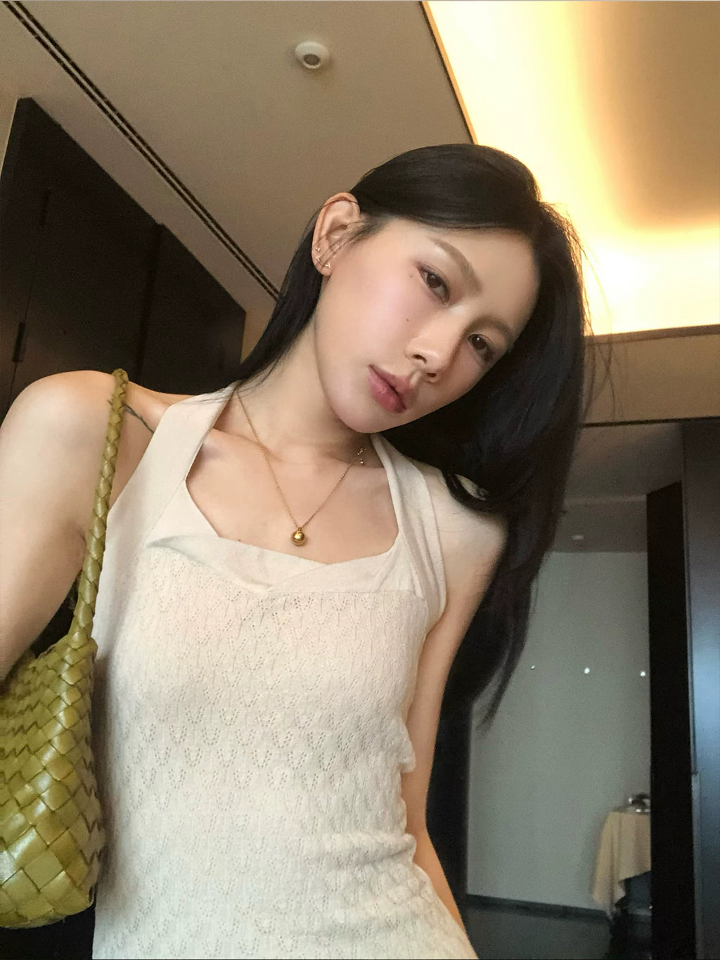 YOUNG KYLIN Neck Fake Two-piece Knitted Dress