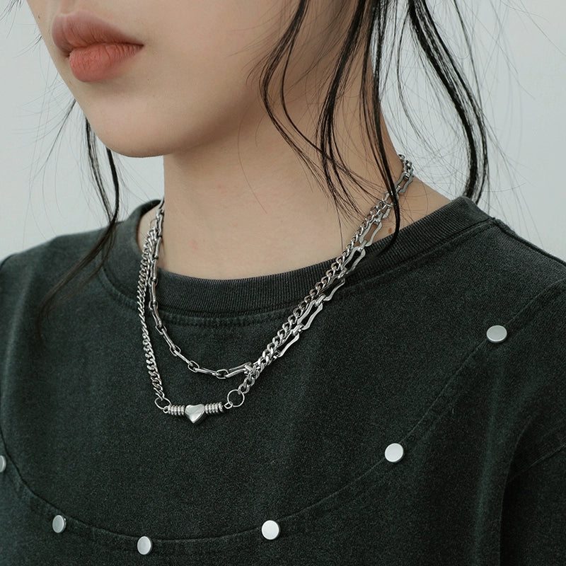 STILLYOU Love Double Layer Stacked Titanium Steel Necklace