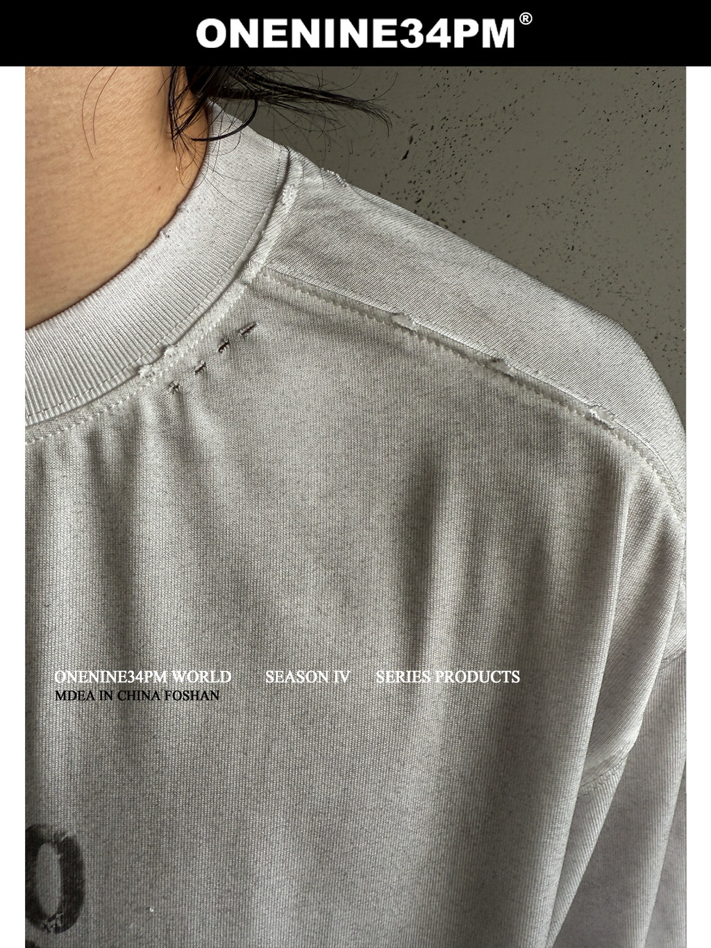 ONENINE34PM Inverted LOGO Worn Spray Color Long Sleeve