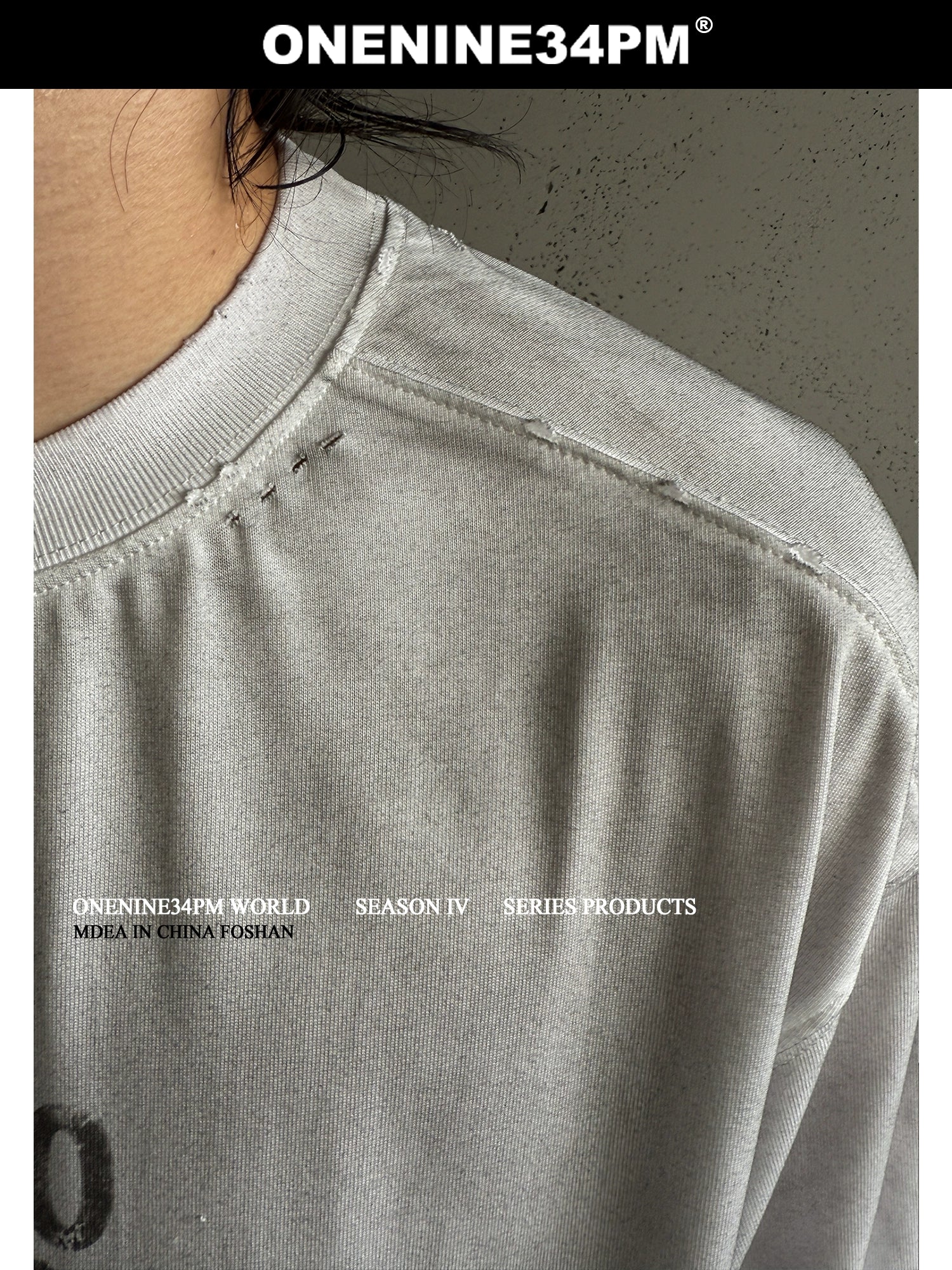 ONENINE34PM Inverted LOGO Worn Spray Color Long Sleeve