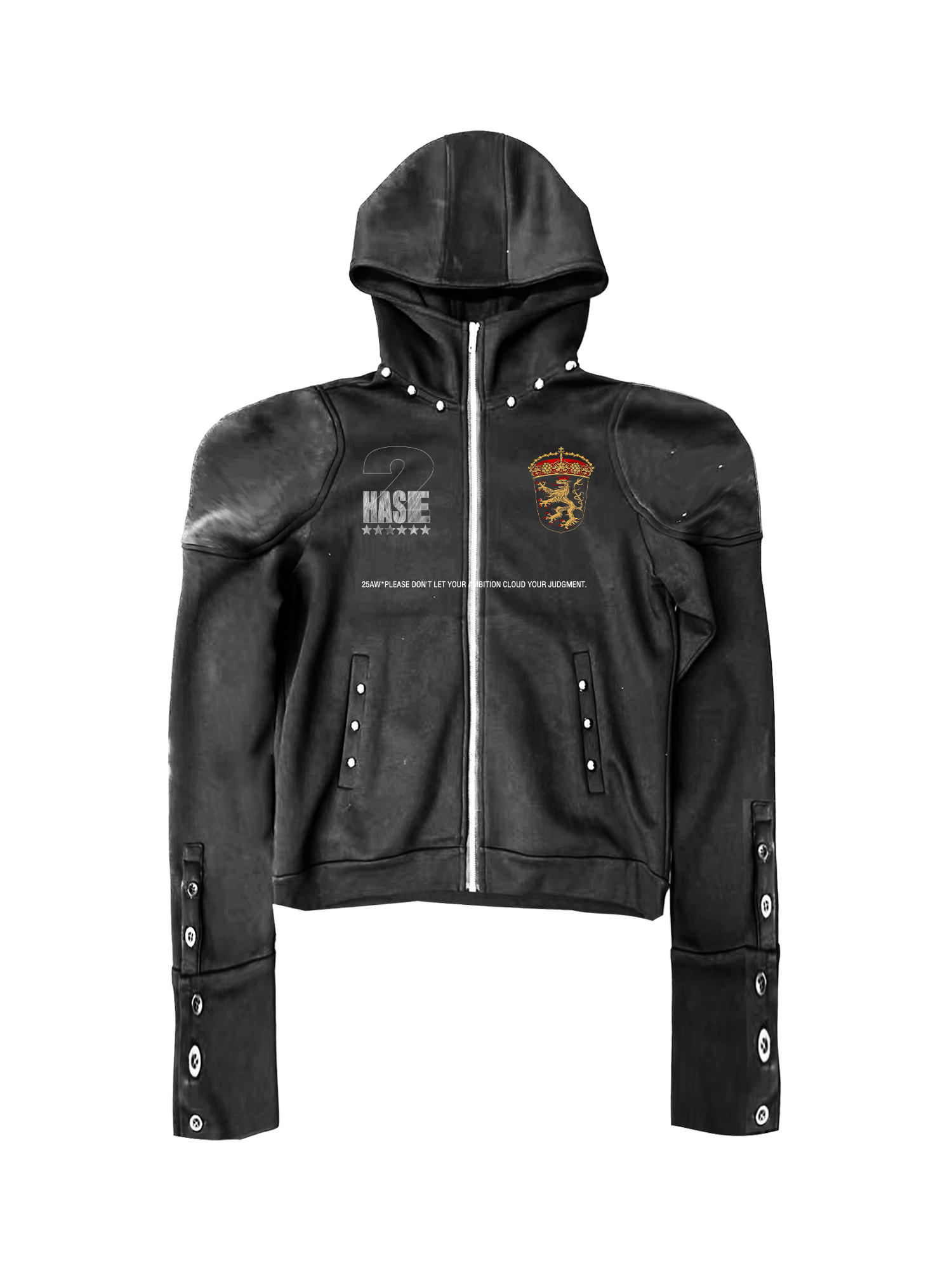 DETW Badge Stitched Rivet Hooded Jacket