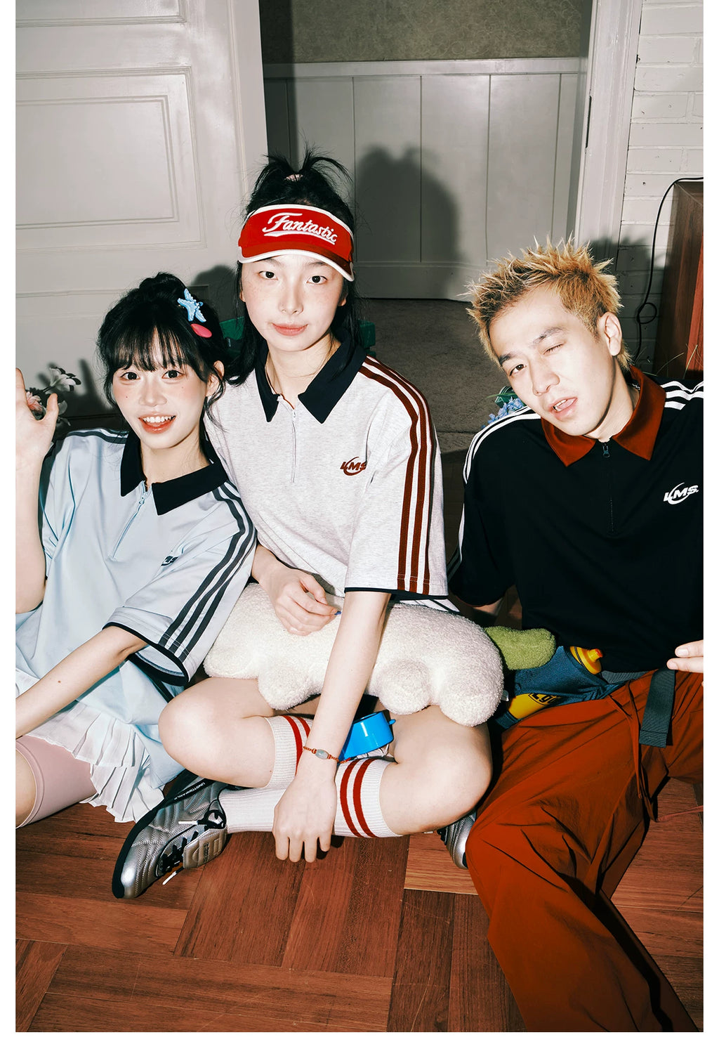 Lemanism Contrasting Sports POLO Collar Loose Tee