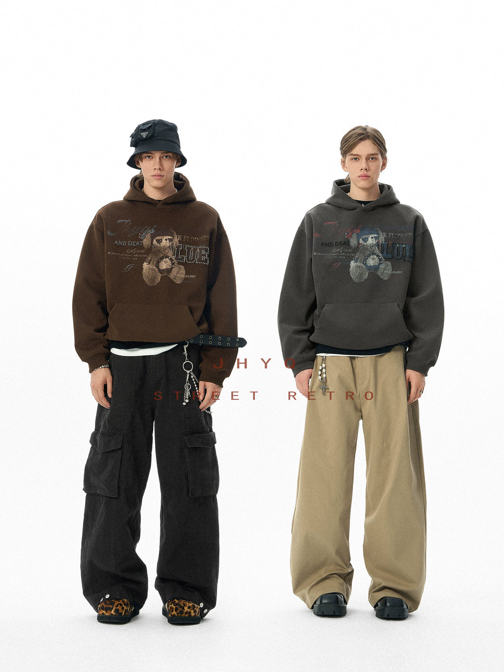 JHYQ Retro Bear Bead Print Hoodie