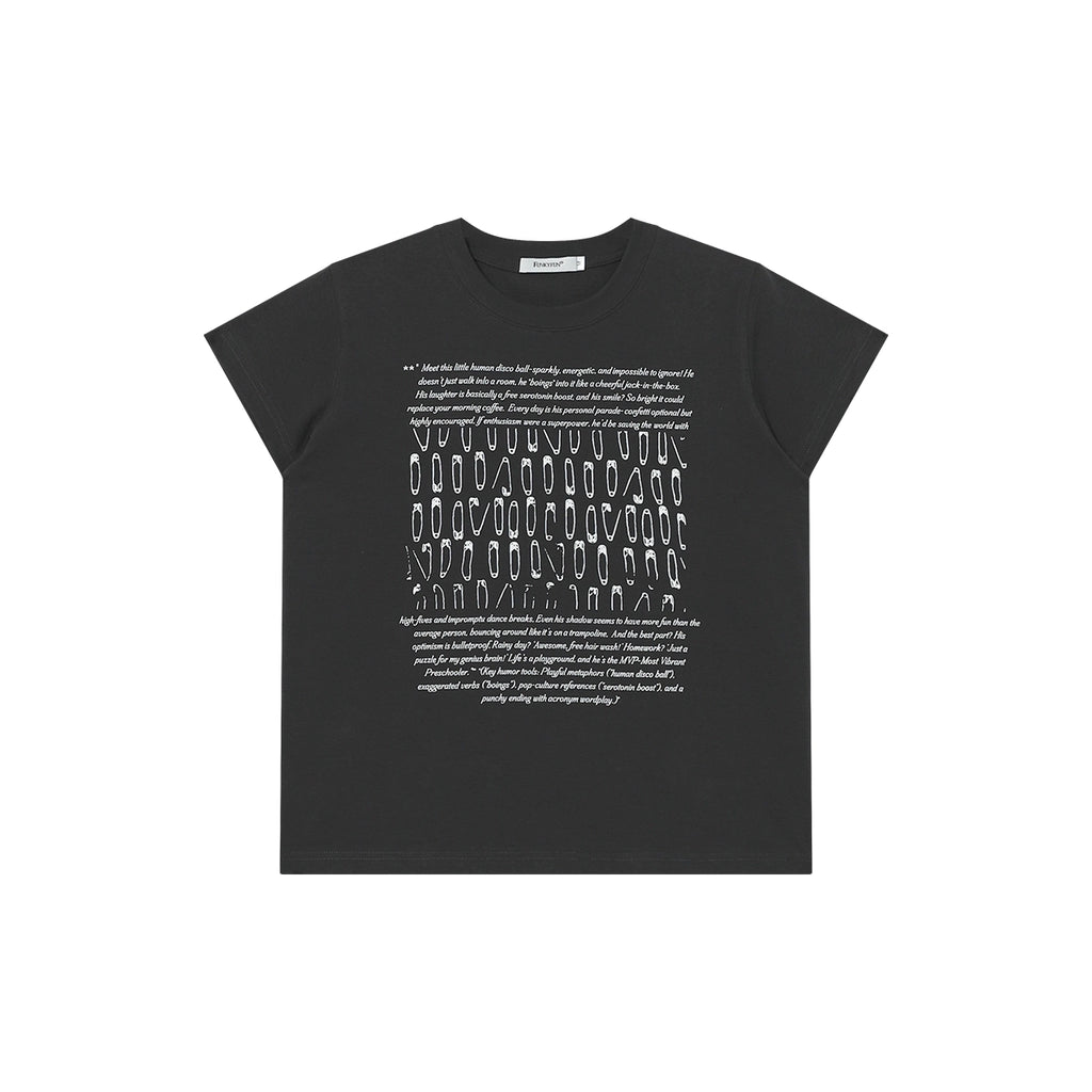 FUNKYFUN Pin Slogan Old Sense Printing Tee