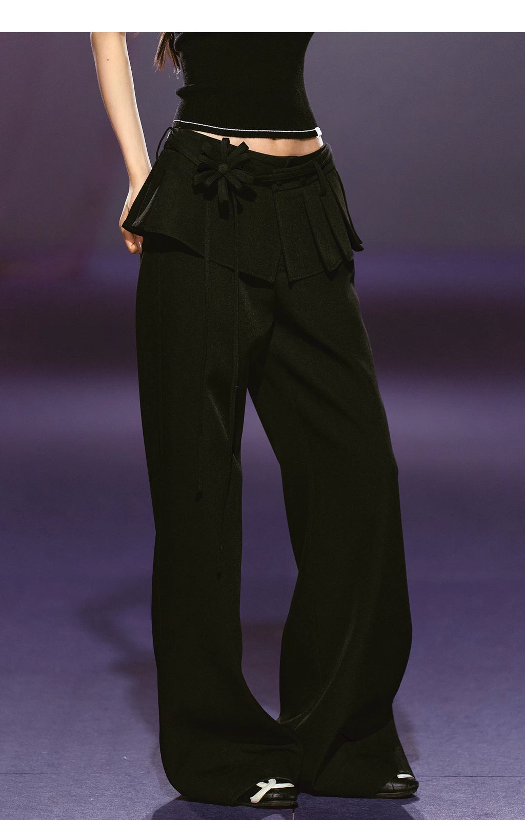 AGAM Fake Two-piece Pleated Straight Trousers