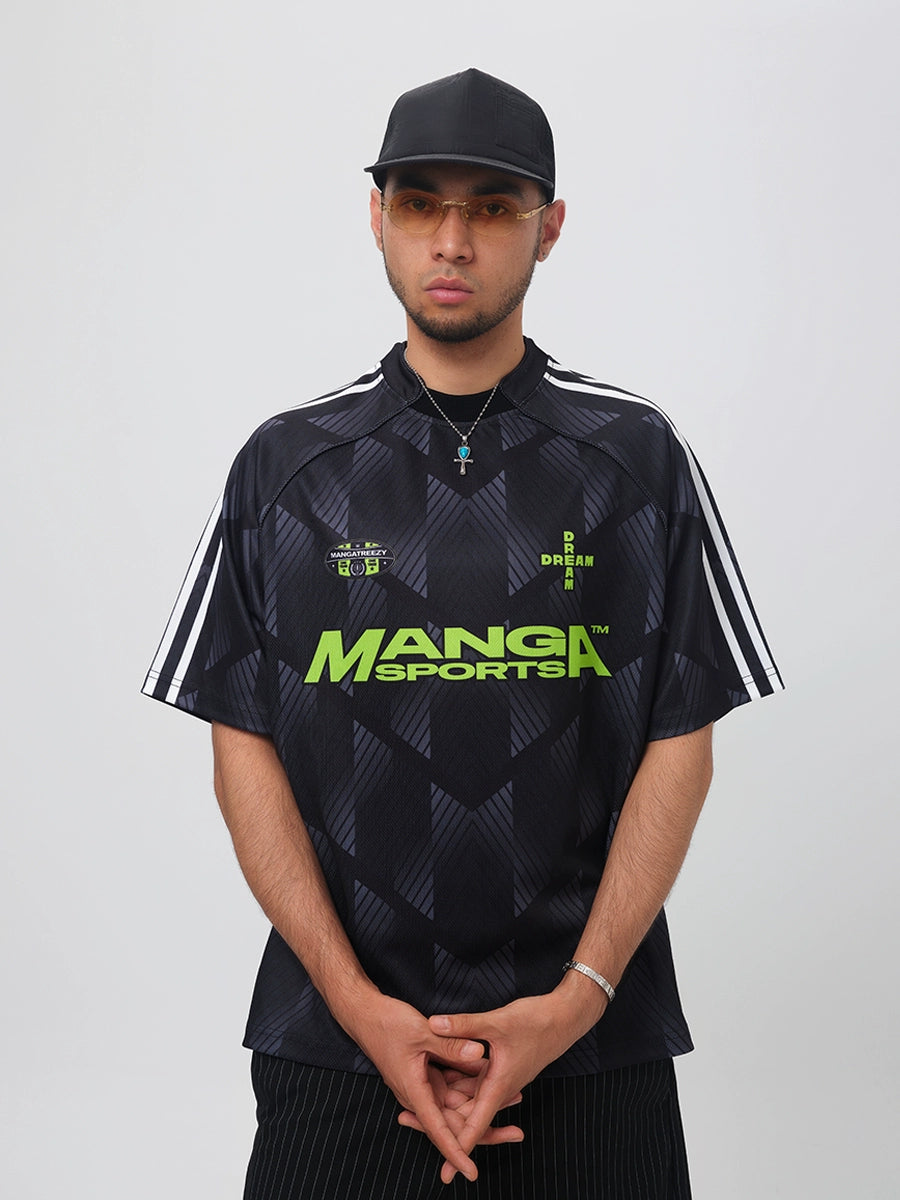 ComicTree Gradual Change Striped Football Jersey