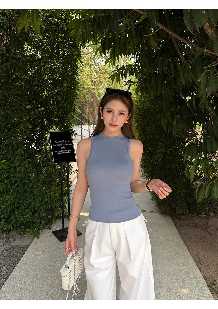NEVA HU Crew Neck Slim-fit Camisole Vest