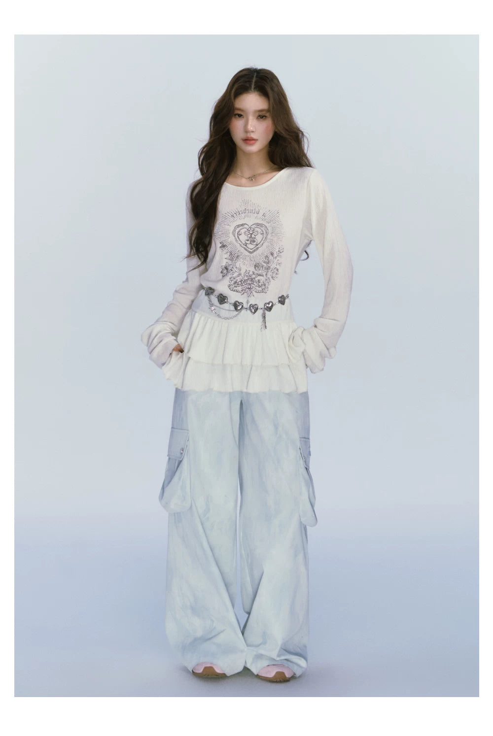 Ablueberry Lotus Leaf Edge Casual Versatile Long Sleeve