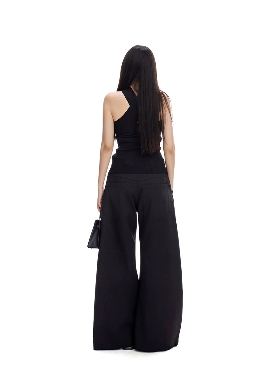 WITHMIN Low Waist Loose and Thin Versatile Straight-leg Pants