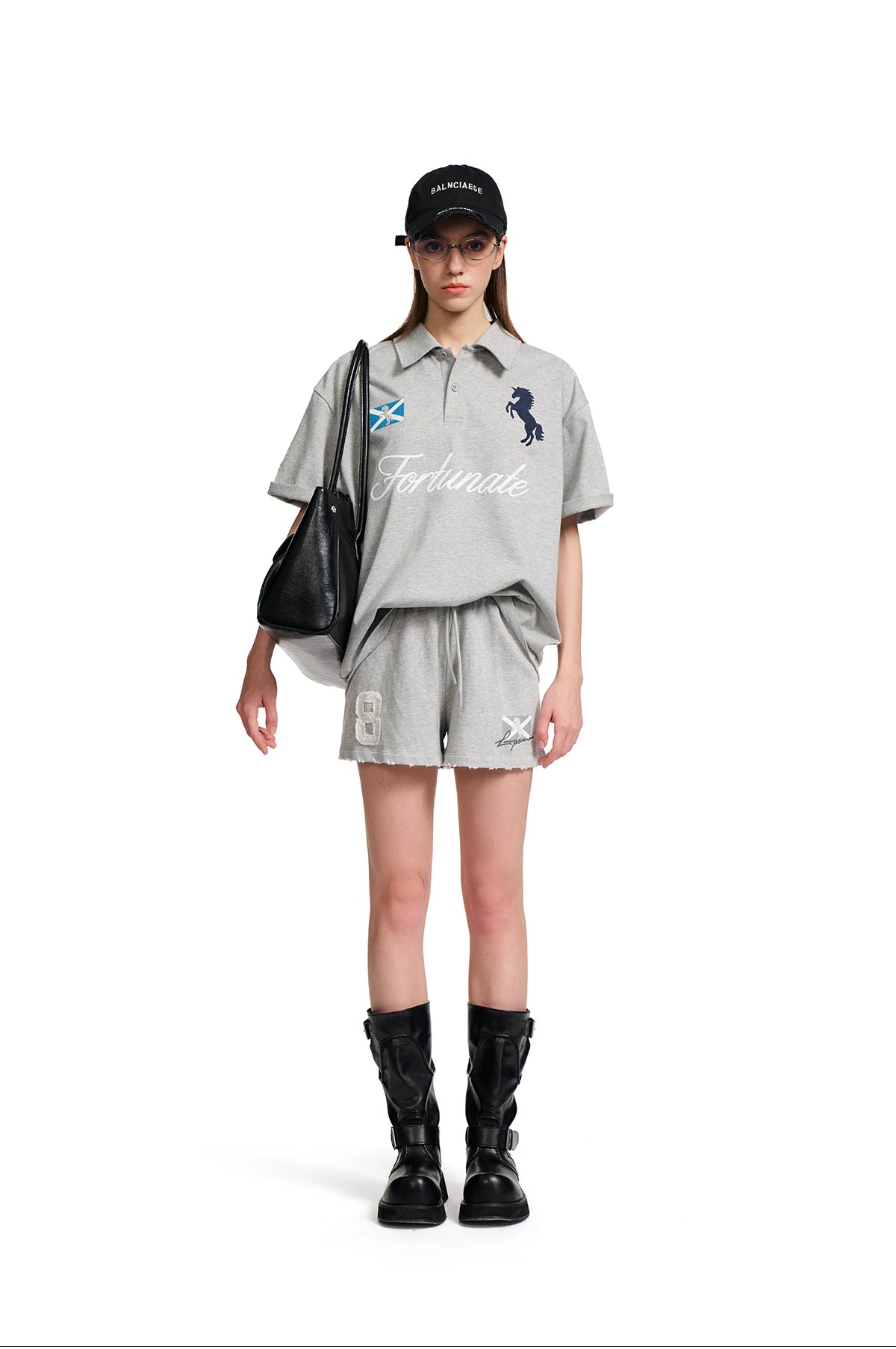 Loopsoon Embroidered Print Sports Shorts