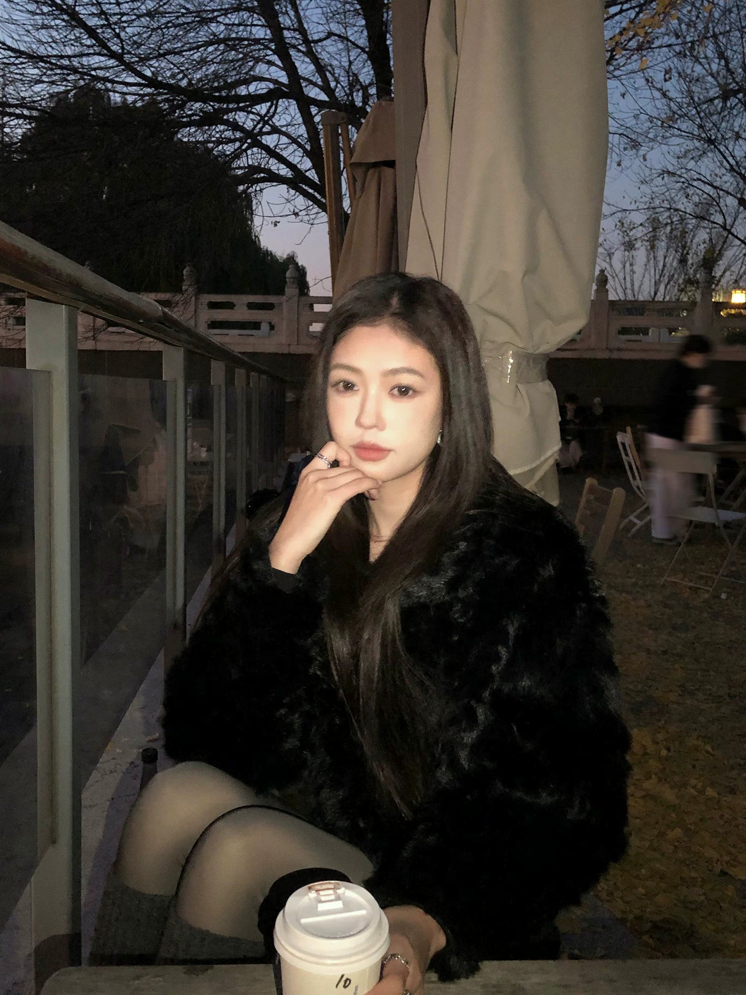 Pusumede Stand-up Collar Warm Short Fluffy Jacket