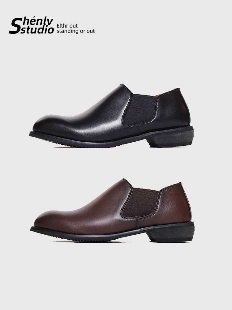 SHENLV STUDIO Pointed Round Head Dress Business Commuter Versatile Leather Shoes