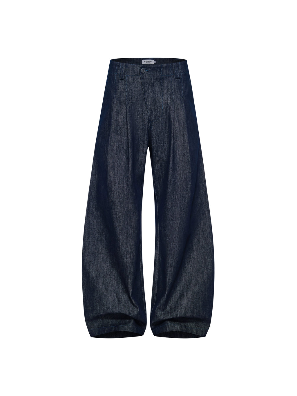 SOUTHFISH Slanted Placket Loose Pleated Silhouette Jeans