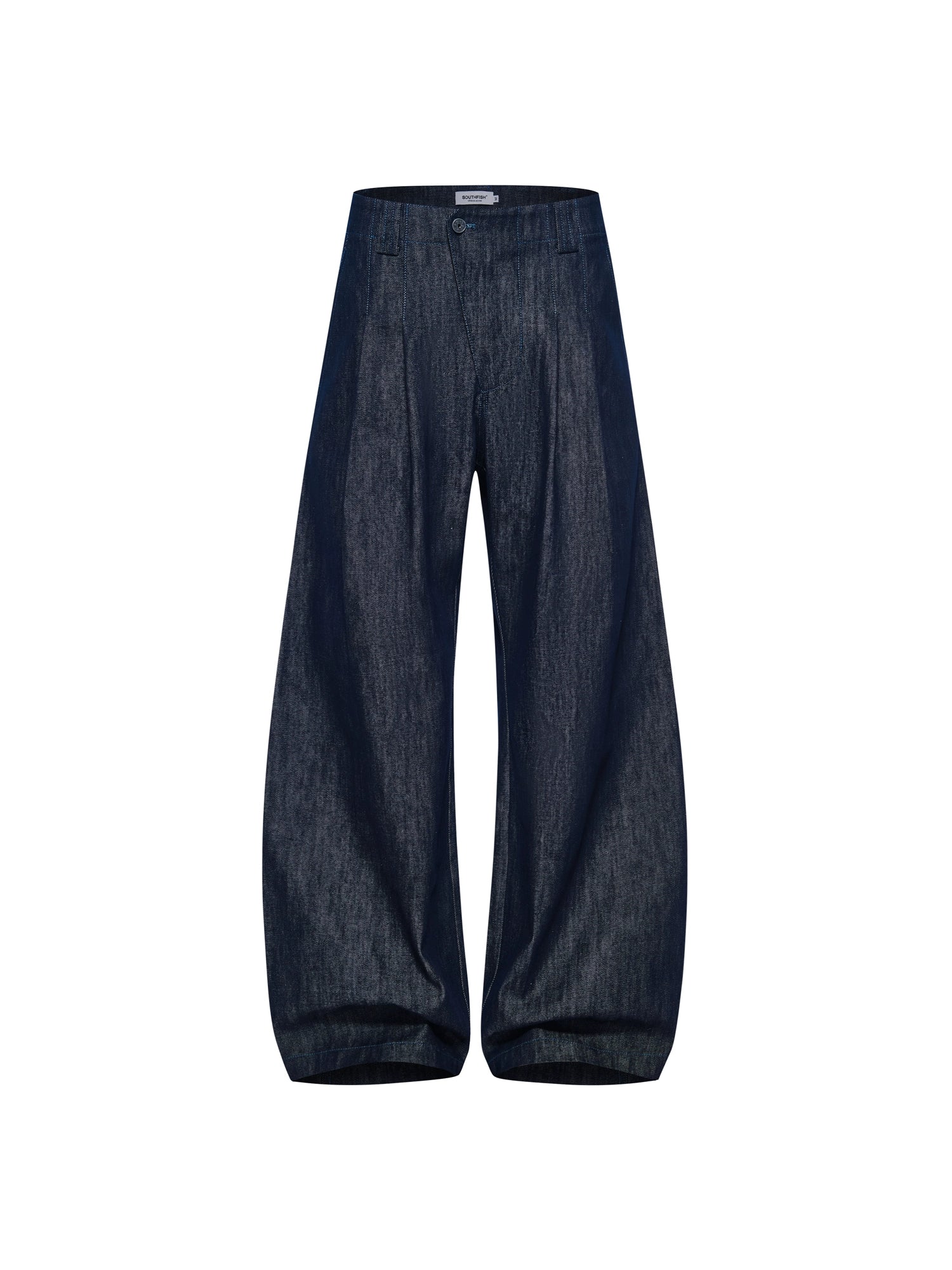 SOUTHFISH Slanted Placket Loose Pleated Silhouette Jeans