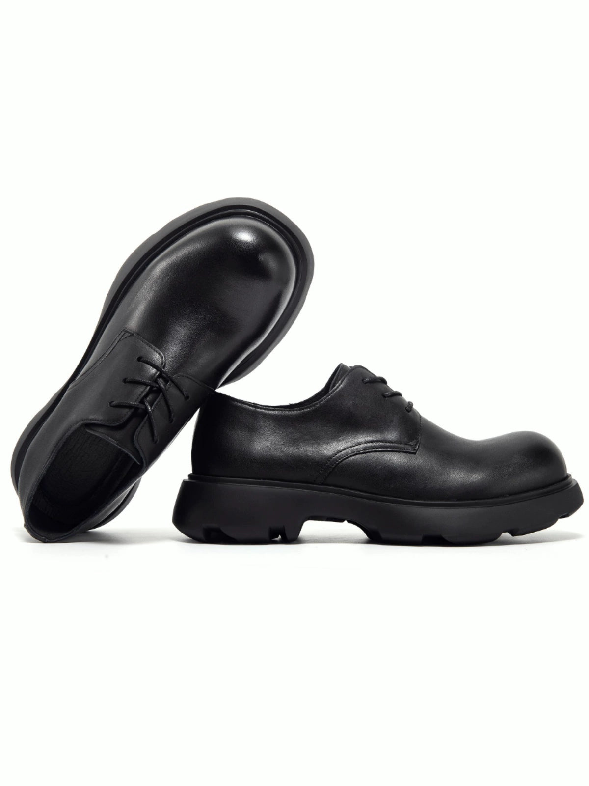 NO LOGO Round Head Mickey Derby Leather Shoes