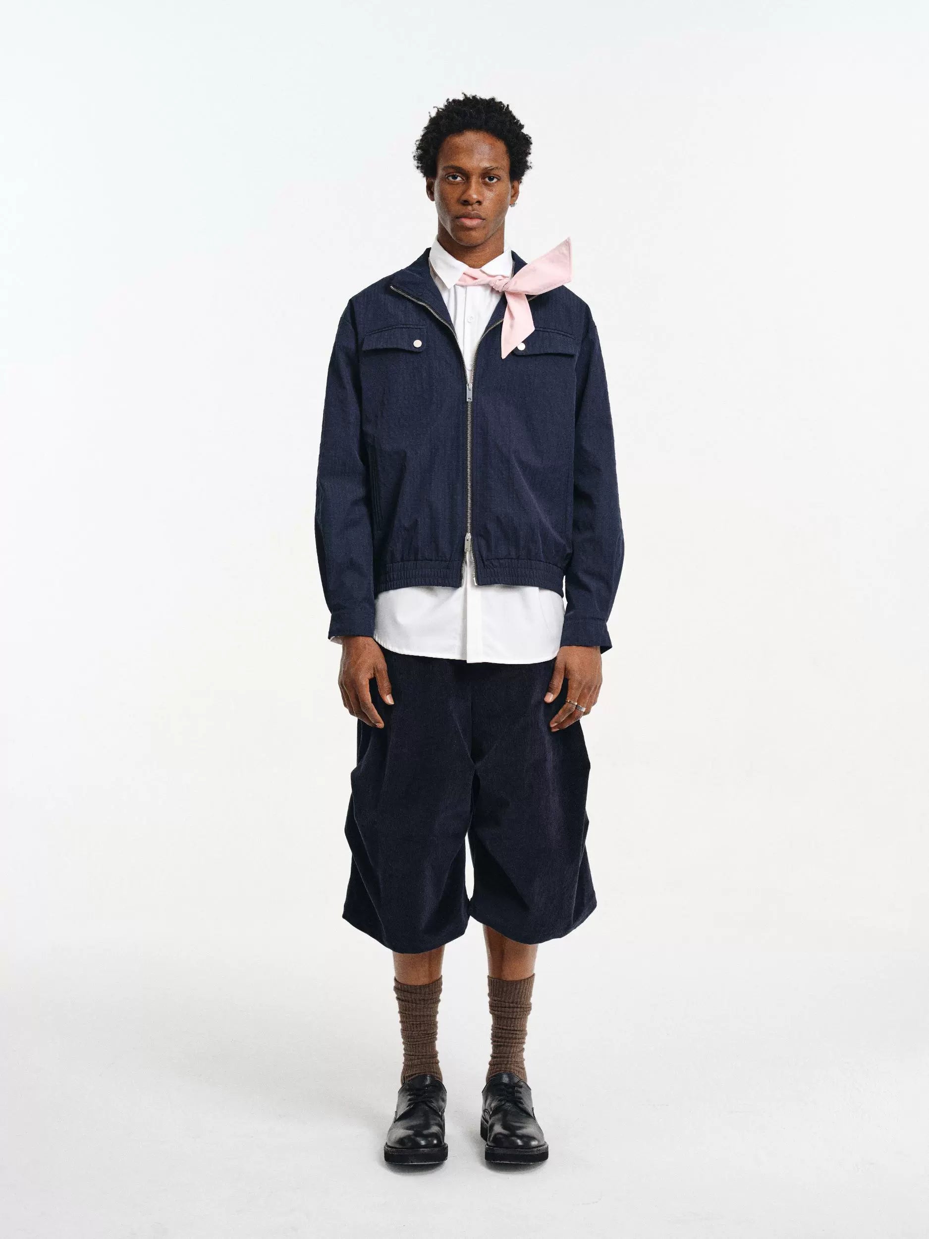 DIMC Double-head Zipper Plaid Stand-up Collar Thin Jacket