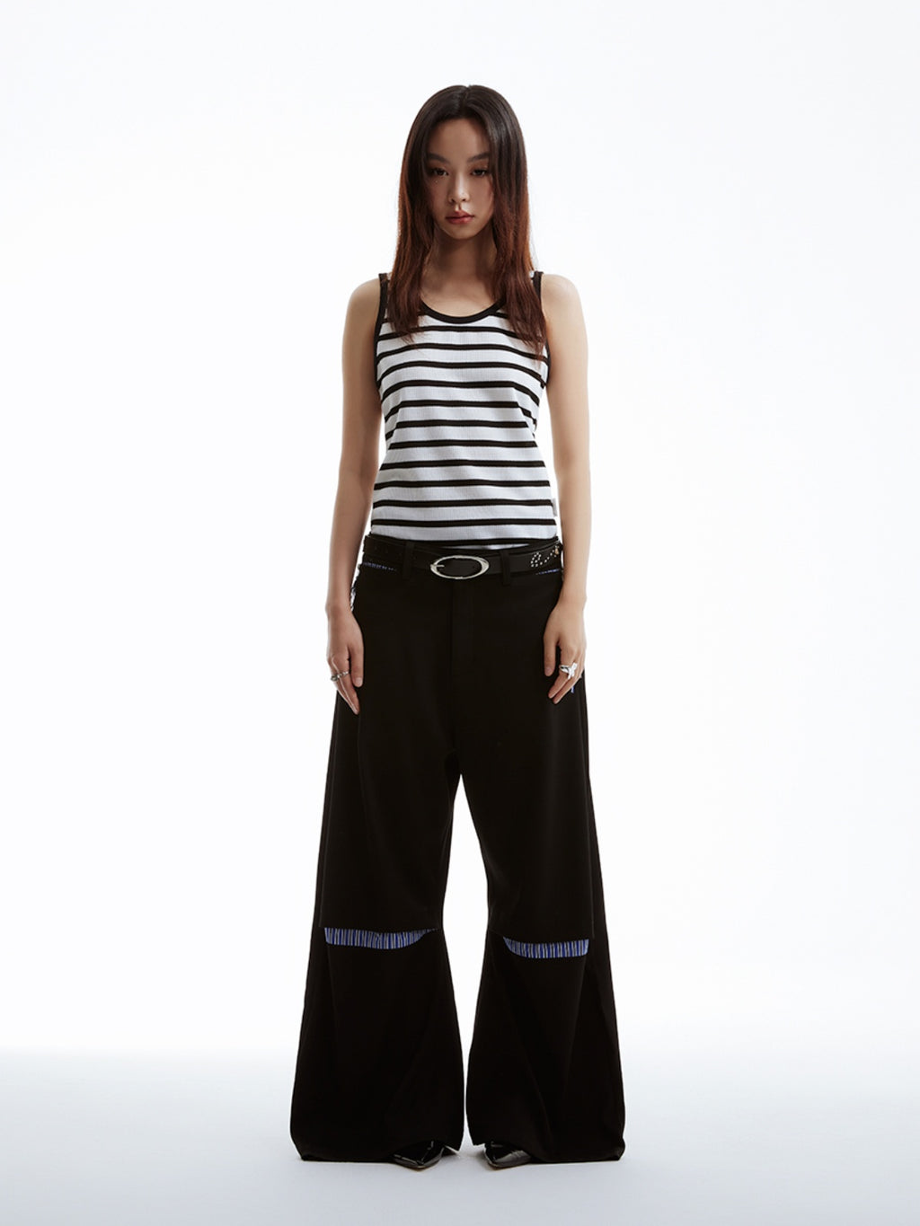 FUNKYFUN Contrasting Striped Vest