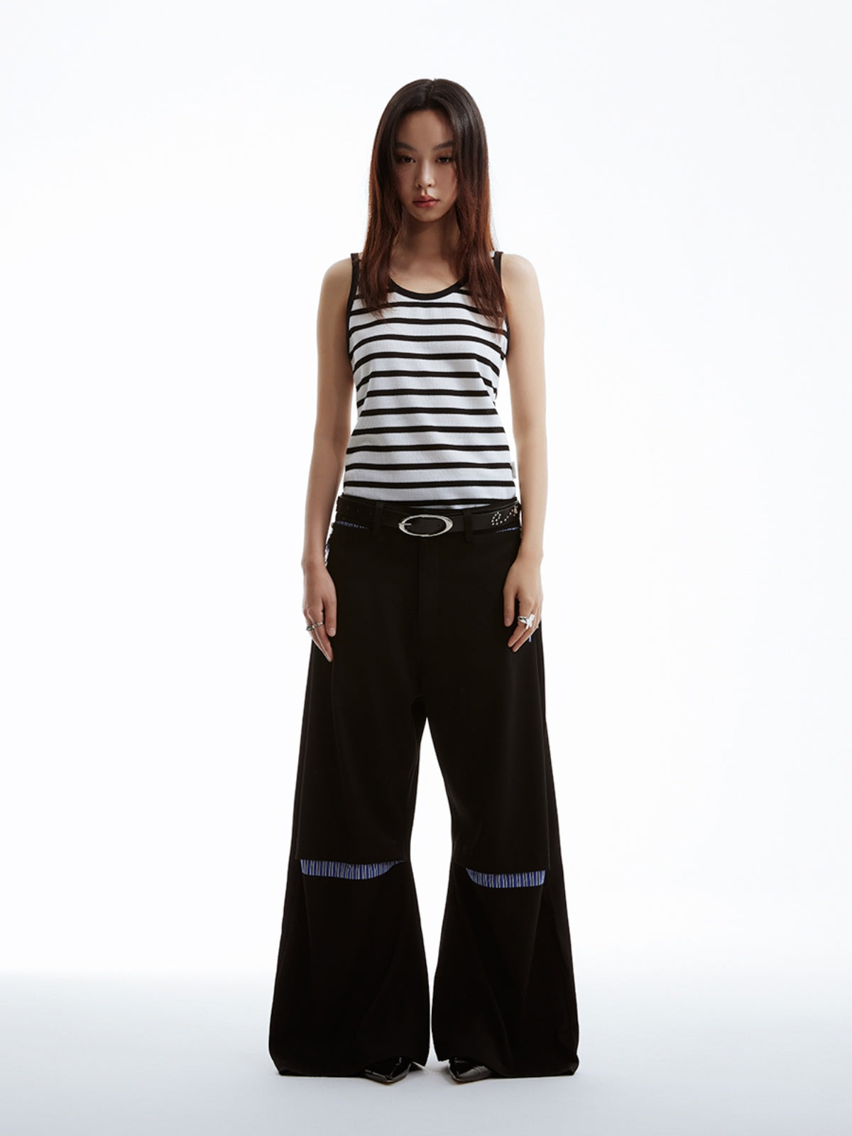 FUNKYFUN Contrasting Striped Vest