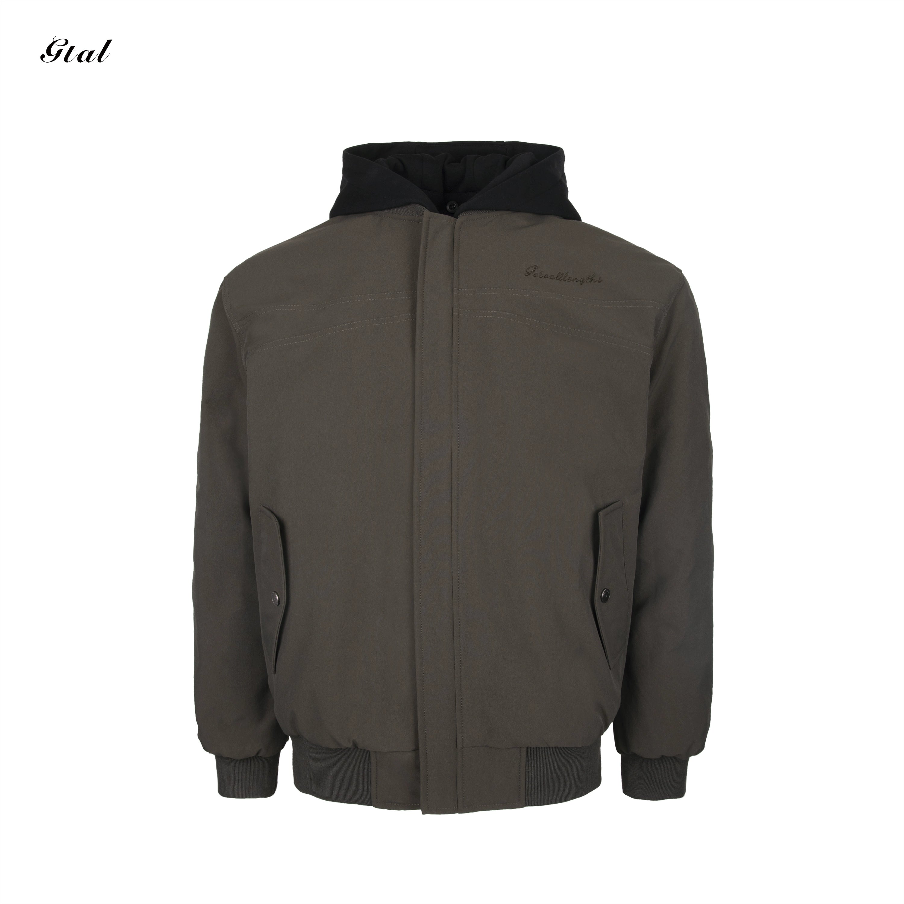 GTAL Fake Two-piece Hooded Removable Embroidered Padded Jacket
