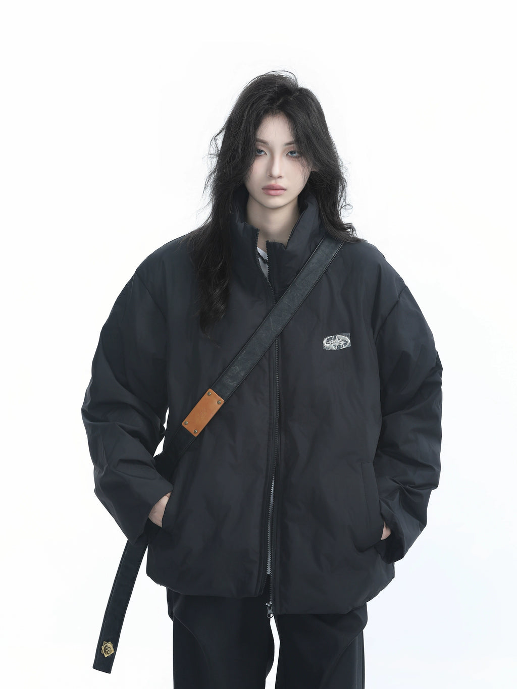 Zuocisankon Neutral Wind Stand-up Collar Thickened Cold-proof Jacket