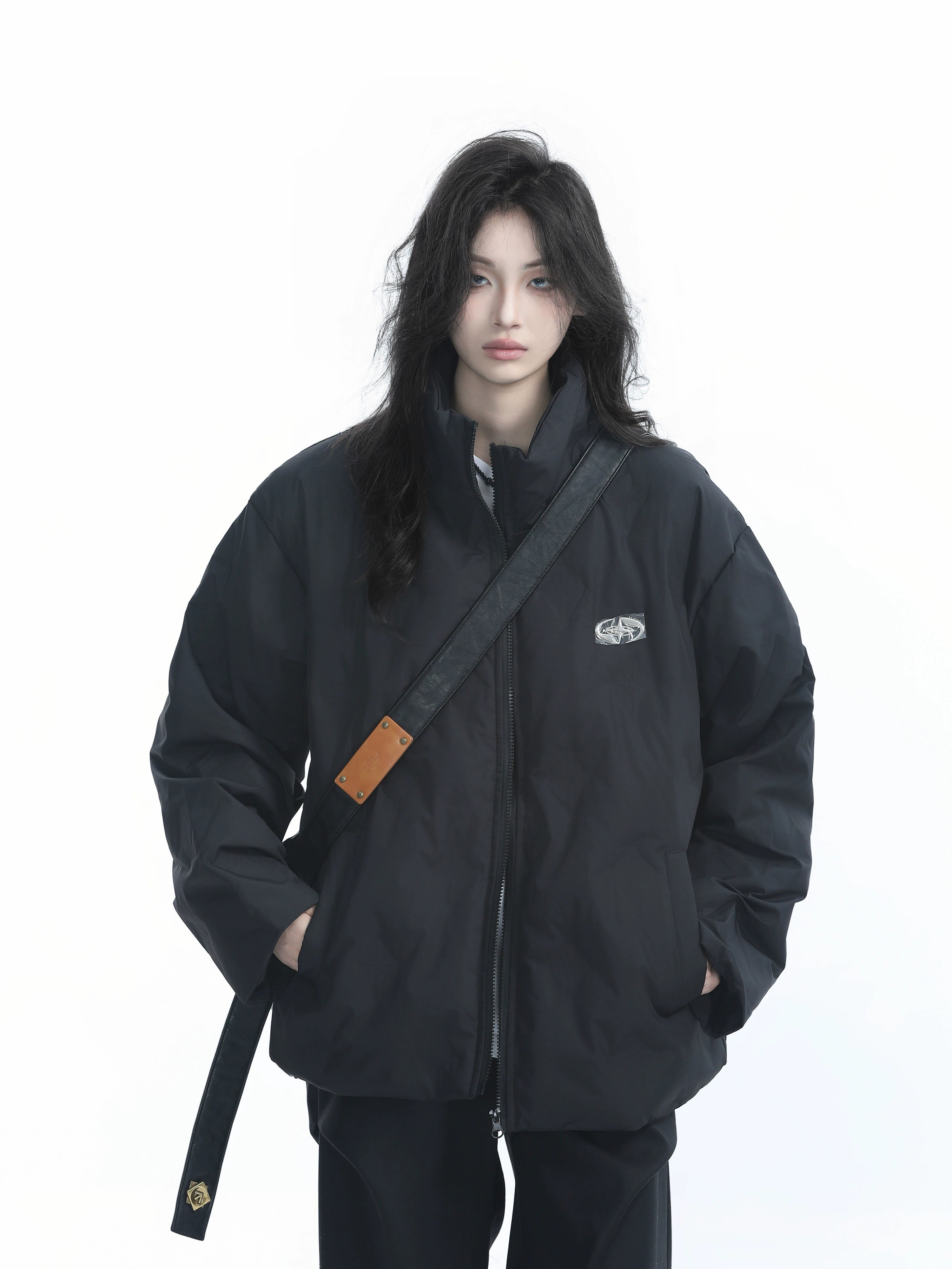 Zuocisankon Neutral Wind Stand-up Collar Thickened Cold-proof Jacket