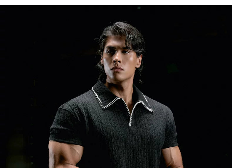 MuscleDog Sports Casual Lapel Polo Tee