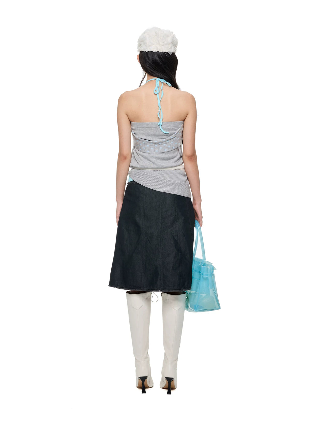 JIKOO Slack Contrasting Polka Dot Wool Tube Top