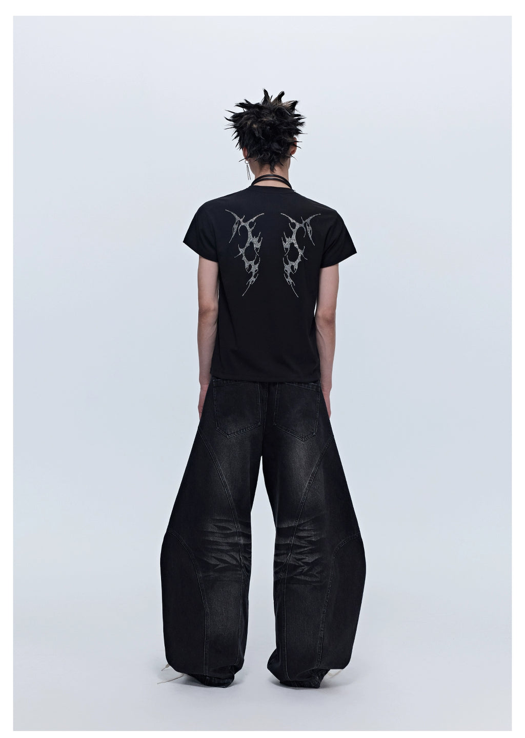 SGW "Wings of Thorns" Hot Diamond Subculture Elastic Slim Sleeve Short Sleeve Tee