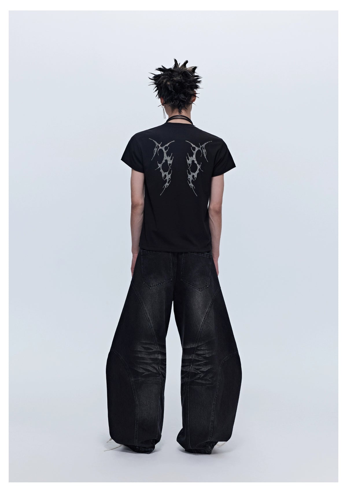 SGW "Wings of Thorns" Hot Diamond Subculture Elastic Slim Sleeve Short Sleeve Tee