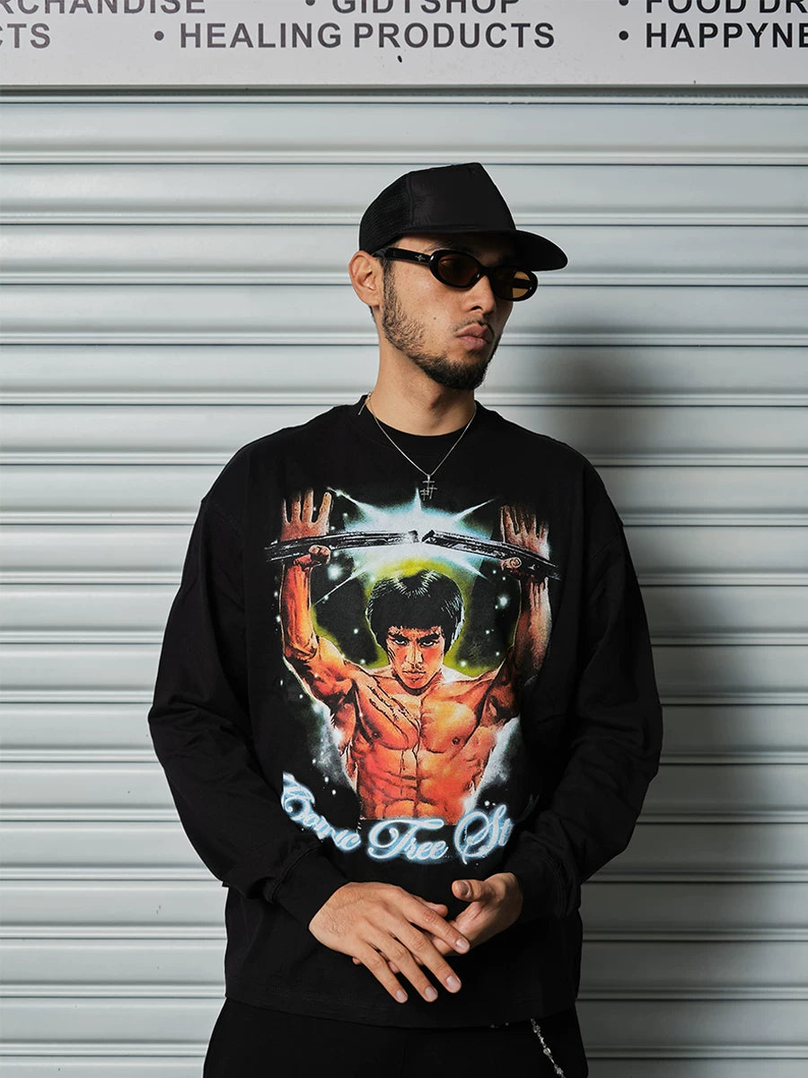 ComicTree Comic Print Casual Crew Neck Long Sleeve