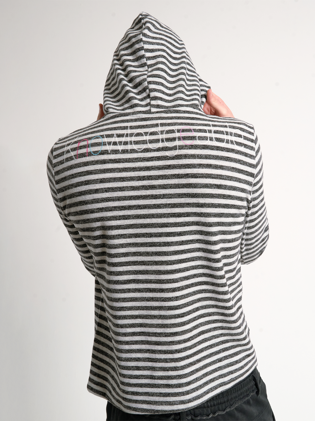 noEmosen DIZZY CANDY Spoof Striped Long Sleeve Hooded Shirt
