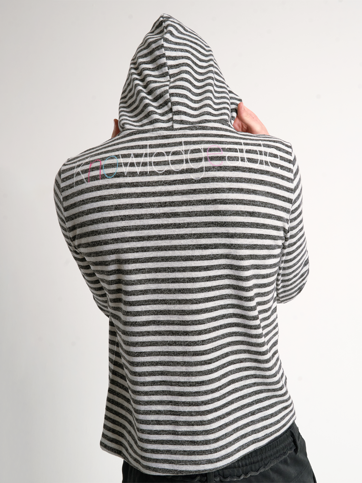 noEmosen DIZZY CANDY Spoof Striped Long Sleeve Hooded Shirt