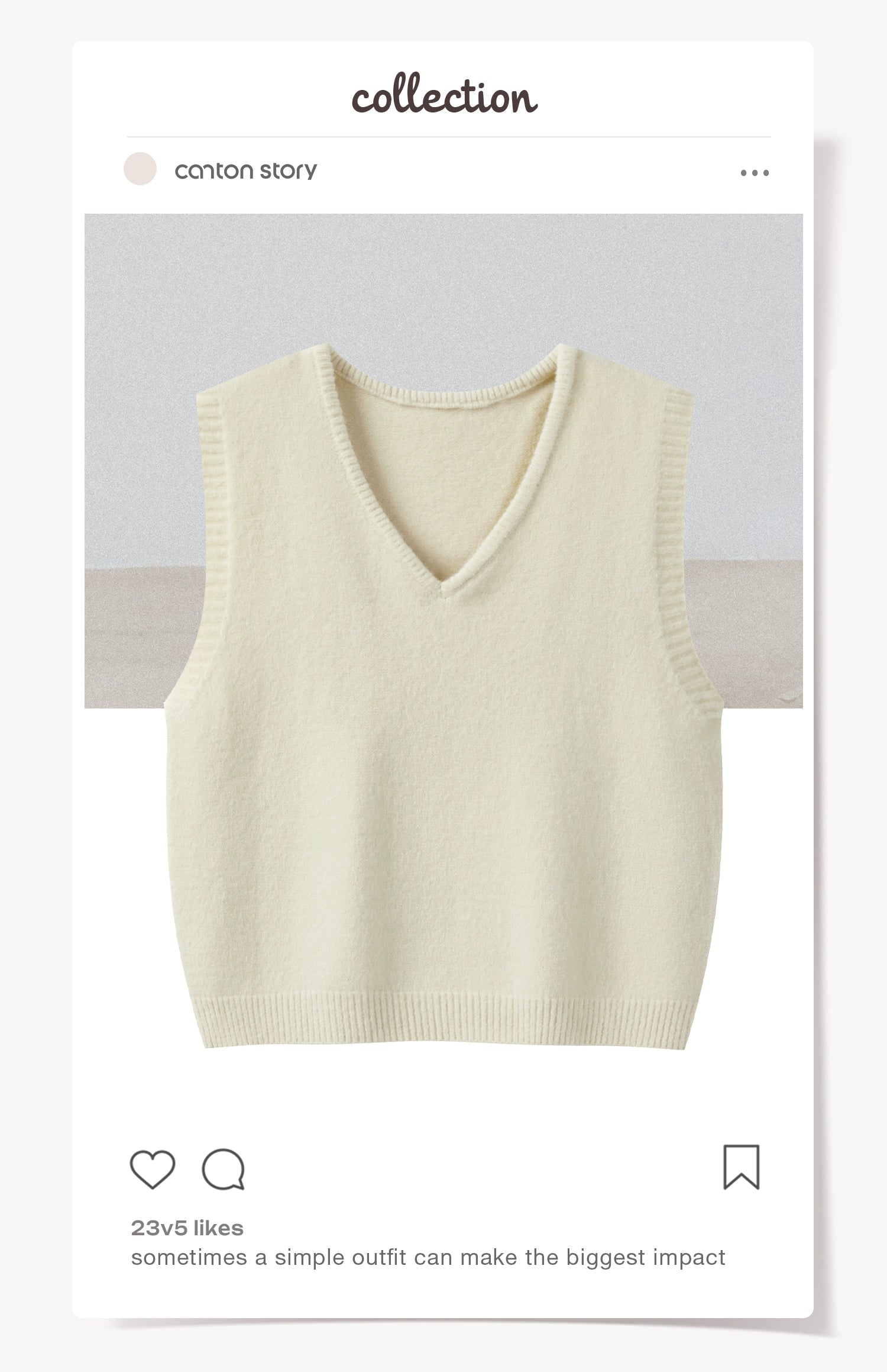 Cantonstory Vintage V-Neck Knitted Vest