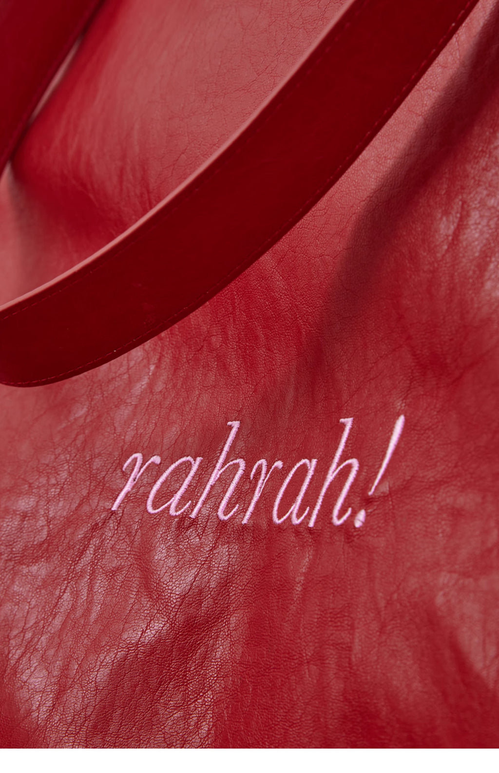 DirtySix "rahrah!" contrasting embroidery large-capacity soft leather tote bag