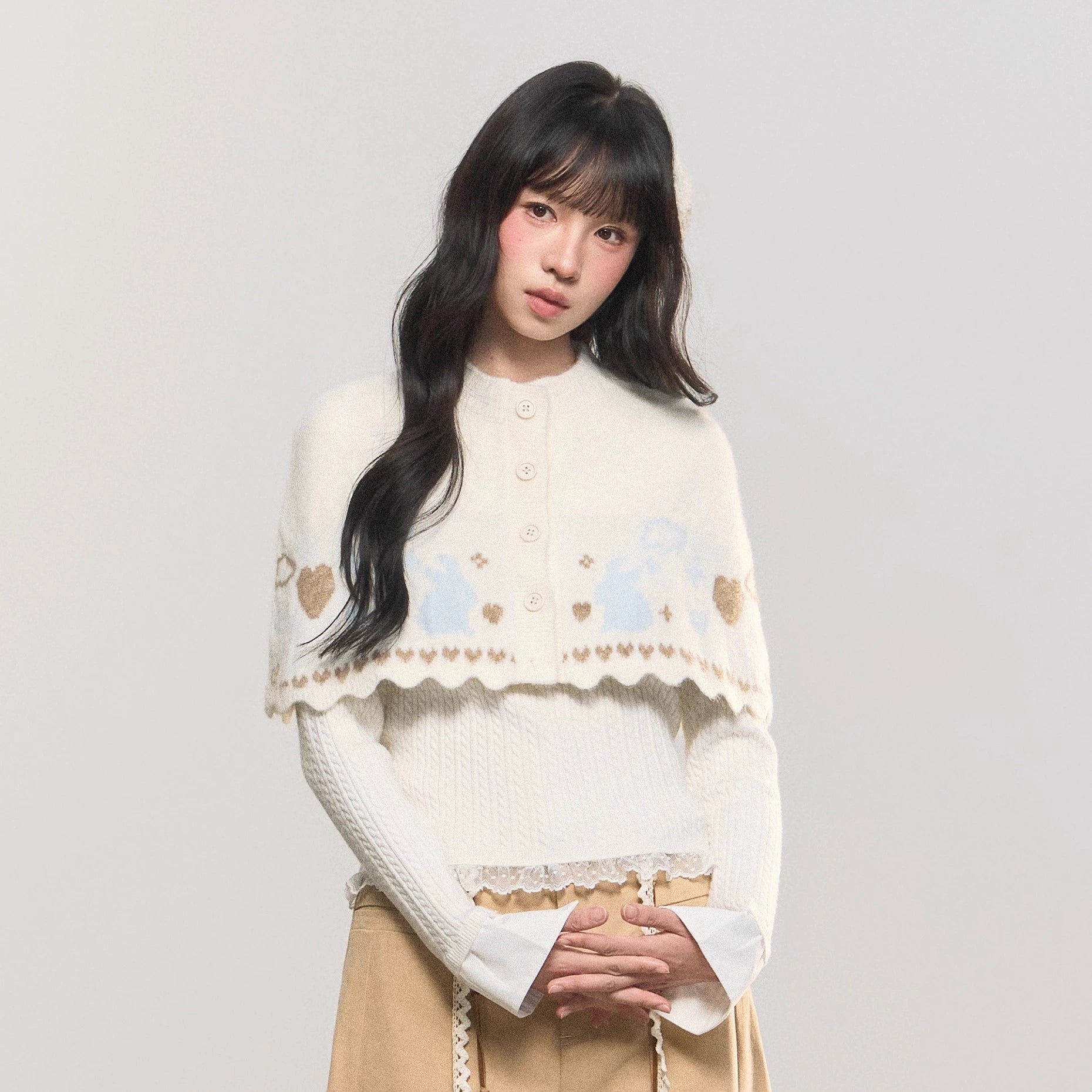 Umoumo Sweet and Gentle Knitted Cape Sweater