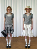 Loosesmell Splicing Polka Dot Small Bow Casual Tee