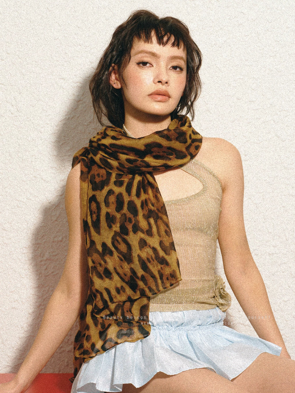 YORSOY Retro Fashionable Leopard Print Silk Scarf