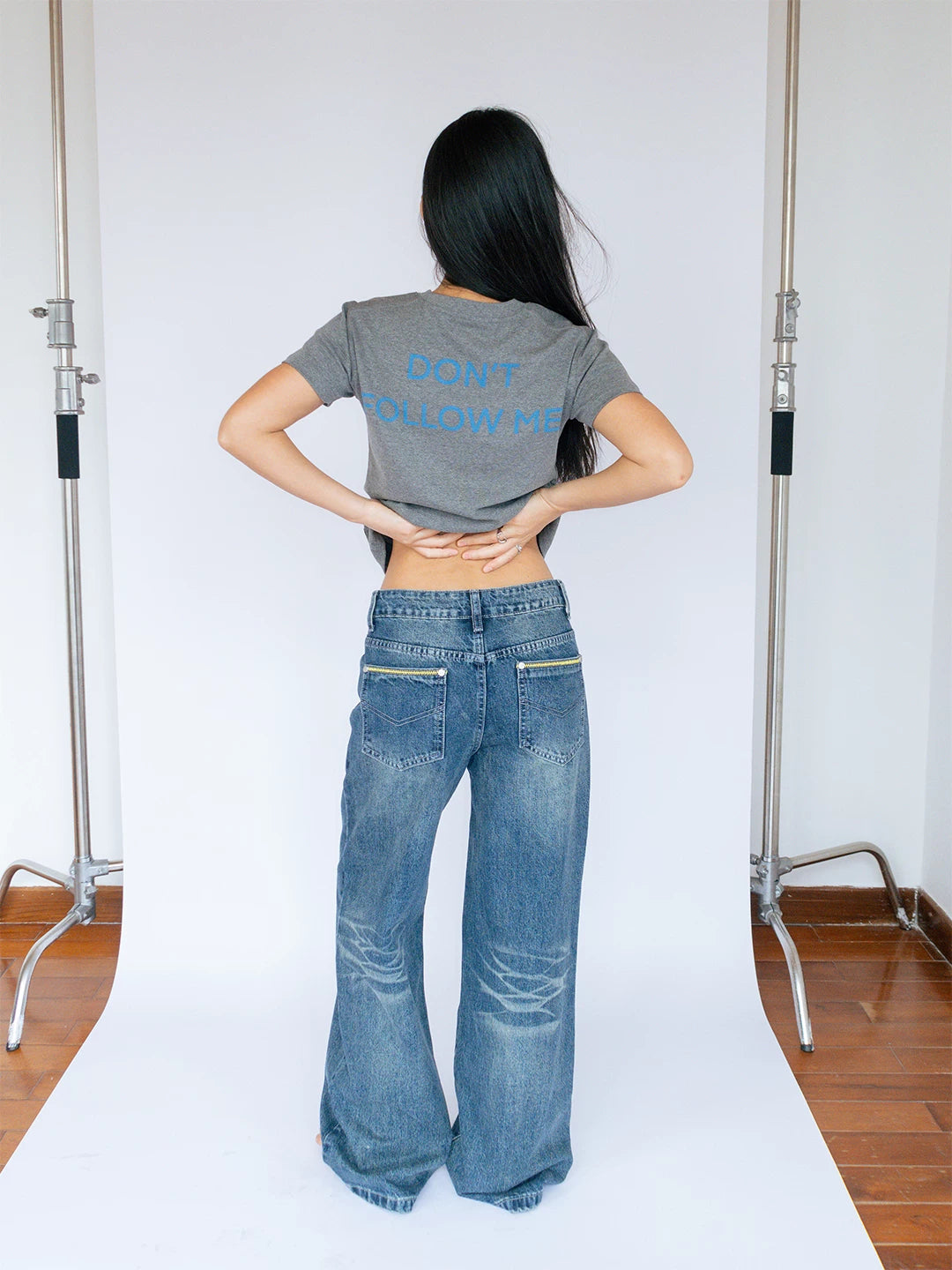 FUNKYFUN Retro Old Contrasting Embroidered Jeans