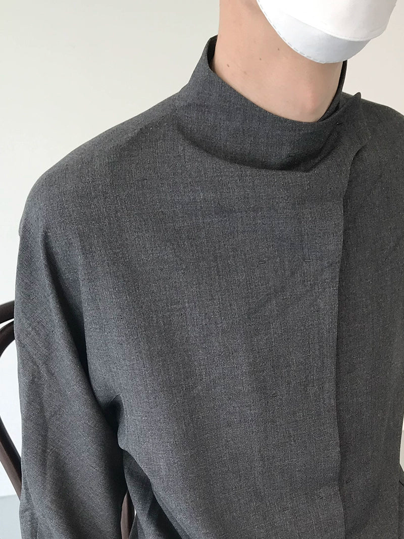 COLN Casual Semi-turtleneck Long-sleeved Shirt