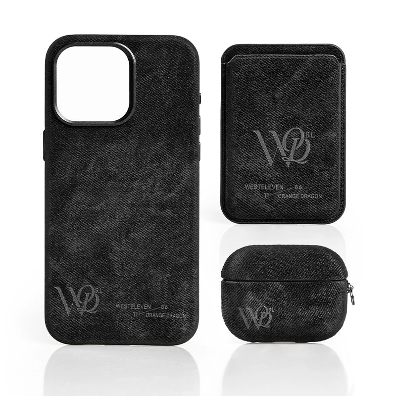 WESTELEVEN Apple Embossed LOGO Magnetic Mobile Phone Case, Magnetic Card Bag, Earphone Case.